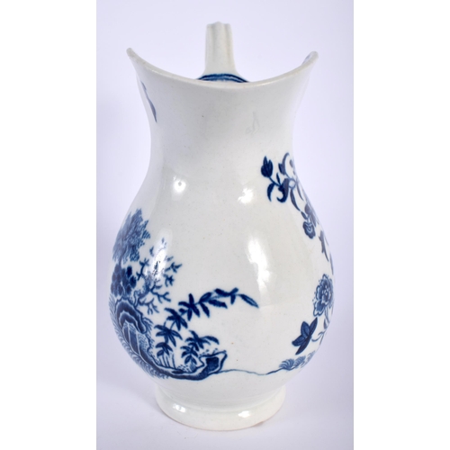 494 - AN 18TH CENTURY CAUGHLEY BLUE AND WHITE CREAM JUG. 14 cm x 10 cm.