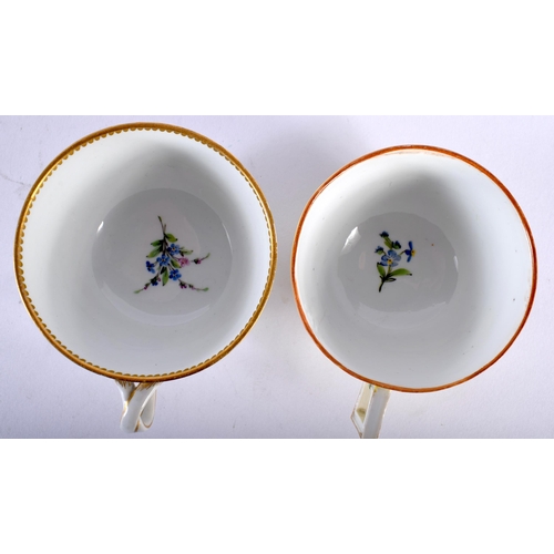 498 - AN 18TH CENTURY GERMAN MEISSEN PORCELAIN CUP AND SAUCER together with another Meissen cup. Largest 1... 