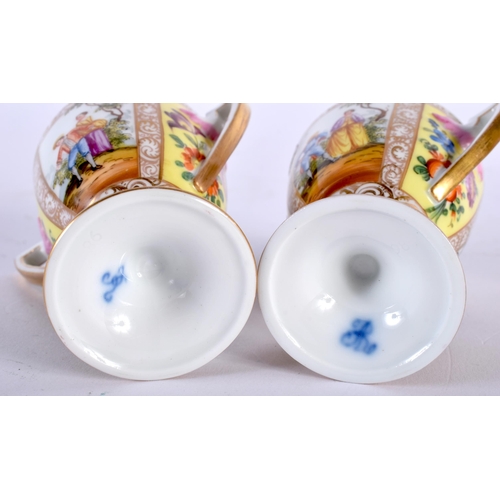 509 - A PAIR OF LATE 19TH CENTURY DRESDEN AUGUSTUS REX PORCELAIN VASES AND COVERS painted with landscapes.... 