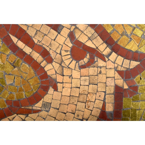 516D - A LARGE 19TH CENTURY S IOHANNES MICRO MOSAIC POTTERY TILE depicting a griffin bird. 30 cm square.