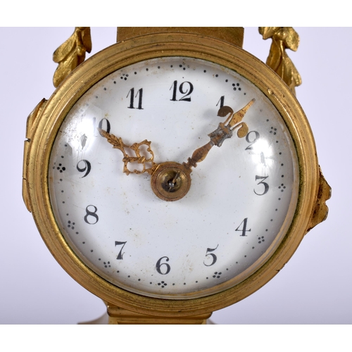 519C - A CHARMING EARLY 19TH CENTURY FRENCH ORMOLU AND WHITE MARBLE MANTEL CLOCK of small proportions. 17 c... 