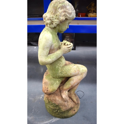 521A - A RARE AND IMPORTANT 19TH CENTURY AMERICAN CARVED MARBLE FIGURE entitled
 The Infant Bather, by Marg... 