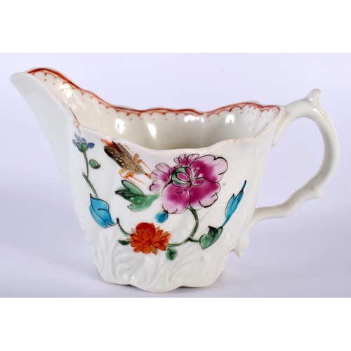 523C - AN 18TH CENTURY WORCESTER LOW CHELSEA EWER painted with flowers. 10 cm x 7 cm.