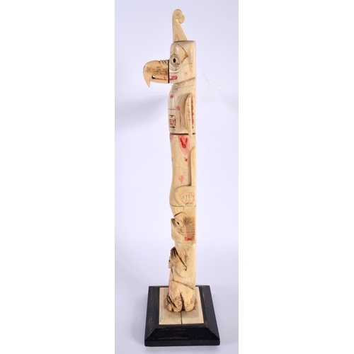 524A - A RARE LATE 19TH/20TH CENTURY NORTH AMERICAN CARVED WALRUS AND BONE TOTEM POLE Kwakiutl/Tinglit, for... 