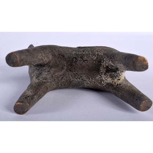 543 - AN ANTIQUE MIDDLE EASTERN ZOOMORPHIC BRONZE CANDLESTICK formed as a horse. 11 cm x 8 cm.