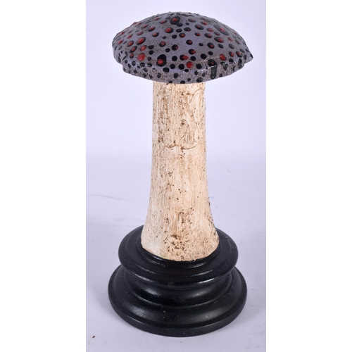 577 - A FOLK ART CARVED AND PAINTED WOOD MUSHROOM SPECIMEN. 23 cm high.