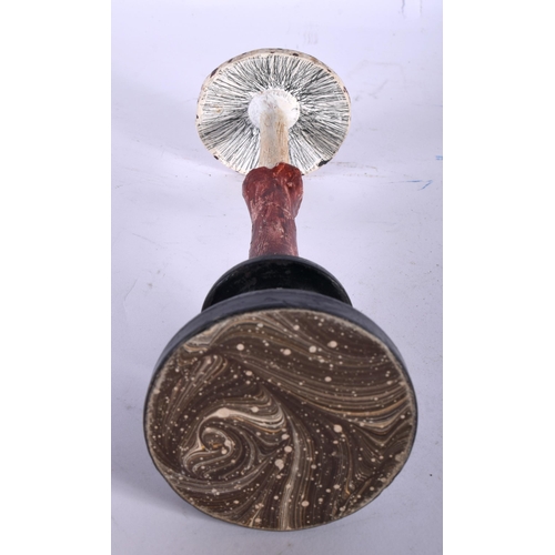 595 - A FOLK ART CARVED AND PAINTED WOOD MUSHROOM SPECIMEN. 14 cm high.