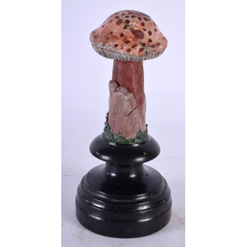 597 - A FOLK ART CARVED AND PAINTED WOOD MUSHROOM SPECIMEN. 14 cm high.