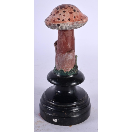 597 - A FOLK ART CARVED AND PAINTED WOOD MUSHROOM SPECIMEN. 14 cm high.