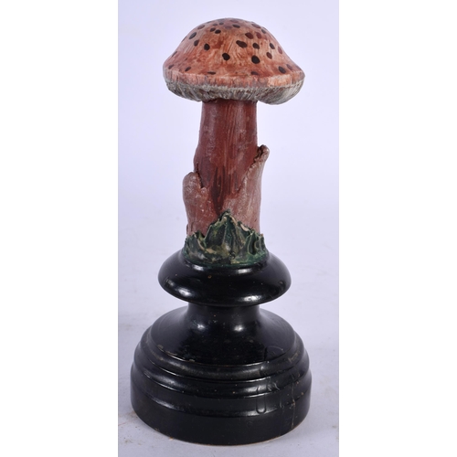 597 - A FOLK ART CARVED AND PAINTED WOOD MUSHROOM SPECIMEN. 14 cm high.