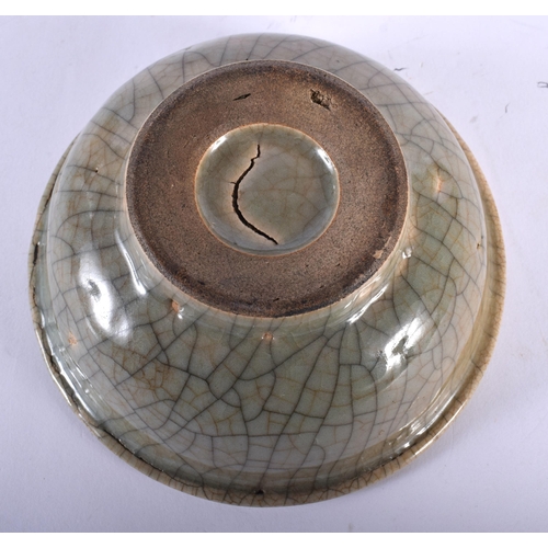 61 - A CHINESE QING DYNASTY GE TYPE STONEWARE BOWL of plain form. 12.5 cm diameter.