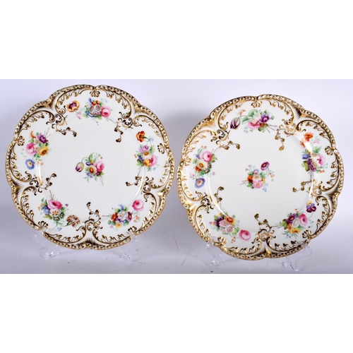 619 - A PAIR OF MID 19TH CENTURY COALPORT PORCELAIN PLATES together with a matching pair of sauce tureens ... 