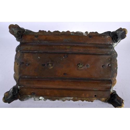 637 - AN EARLY 19TH CENTURY ENGLISH GILT BRONZE AND CUT GLASS DESK STAND the inkwells covered with hidden ... 