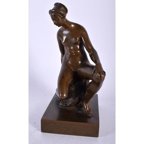 641 - AN ART DECO GERMAN BRONZE FIGURE OF A SEATED NUDE stamped Hermann Noack, Friedenau. 17 cm high.