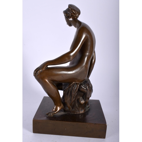 641 - AN ART DECO GERMAN BRONZE FIGURE OF A SEATED NUDE stamped Hermann Noack, Friedenau. 17 cm high.