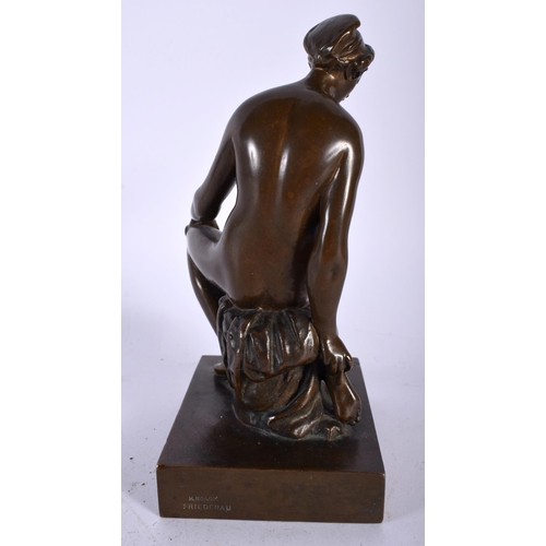 641 - AN ART DECO GERMAN BRONZE FIGURE OF A SEATED NUDE stamped Hermann Noack, Friedenau. 17 cm high.