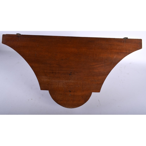 643 - A LARGE VICTORIAN MAHOGANY WALL BRACKET with scrolling supports. 50 cm x 30 cm x 42 cm.