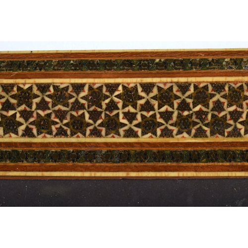 646 - AN UNUSUAL 19TH CENTURY PERSIAN FRAMED AND EMBROIDERED PANEL within a micro mosaic frame. 34 cm x 22... 