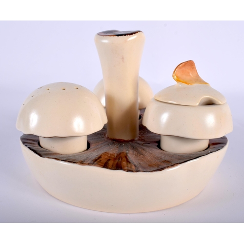 647 - AN UNUSUAL CARLTON WARE MUSHROOM CRUET SET together with a frame purse & an 18th Century Worcester s... 