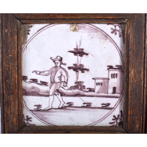 653 - A PAIR OF 18TH CENTURY DELFT TILES. 15 cm square.