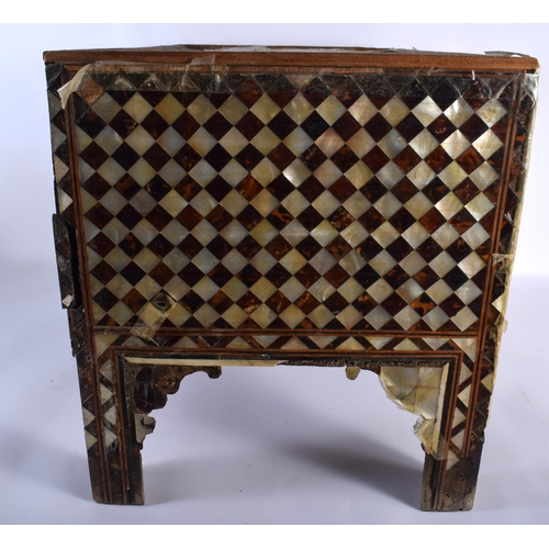 658 - A GOOD EARLY 18TH CENTURY TURKISH OTTOMAN MOTHER OF PEARL INLAID LOW CABINET decorative all over wit... 