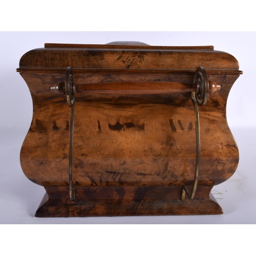 665 - A 19TH CENTURY AUSTRIAN JUGENDSTIL SATIN BIRCH WORK BOX with stylised handles. 38 cm x 24 cm.