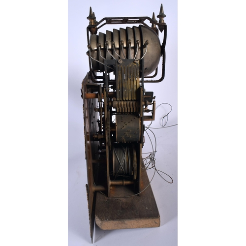 669 - A GEORGE III EIGHT BELL LONGCASE CLOCK MOVEMENT. 32 cm x 38 cm.