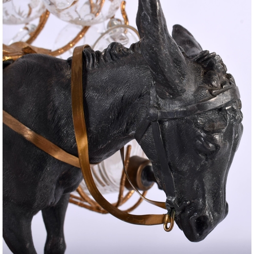 670 - A NOVELTY LATE VICTORIAN/EDWARDIAN SILVER PLATED DONKEY TANTALUS with glasses and twin barrels. Larg... 