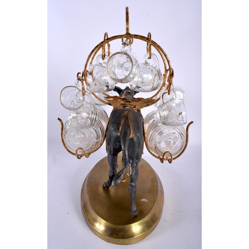 670 - A NOVELTY LATE VICTORIAN/EDWARDIAN SILVER PLATED DONKEY TANTALUS with glasses and twin barrels. Larg... 