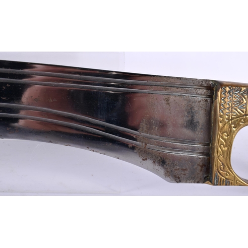 686 - AN EARLY 20TH CENTURY INDIAN BONE HANDLED SWORD with matching knife. 65 cm long.