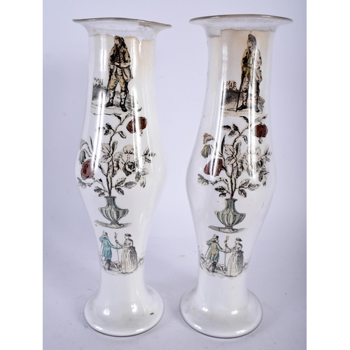 687 - A PAIR OF ANTIQUE DECLOMANIA GLASS VASES together with an art deco purse and rotary watch box. Large... 