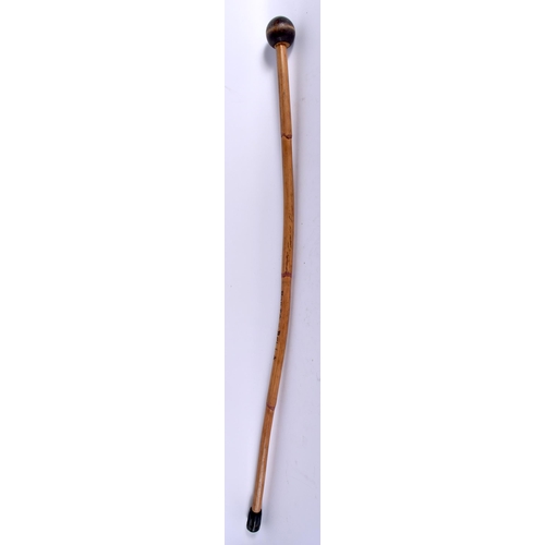 694 - A 19TH CENTURY CONTINENTAL SILVER HANDLED CANE together with others. Largest 90 cm long. (6)