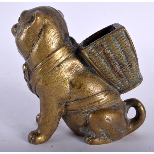 710 - A 19TH CENTURY EUROPEAN BRONZE MATCH STRIKING DOG VESTA HOLDER. 11 cm high.