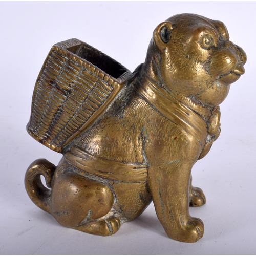 710 - A 19TH CENTURY EUROPEAN BRONZE MATCH STRIKING DOG VESTA HOLDER. 11 cm high.