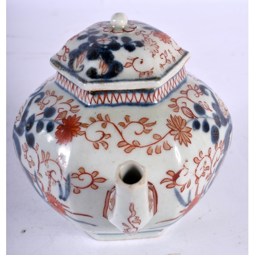 71 - AN EARLY 18TH CENTURY JAPANESE EDO PERIOD IMARI TEAPOT AND COVER painted with flowers. 13 cm wide.