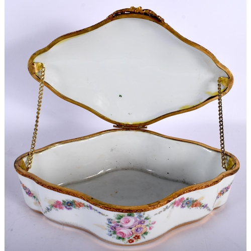 722 - A LARGE LIMOGES ENAMEL CASKET together with a herend porcelain box and cover. Largest 22 cm x 10 cm.... 