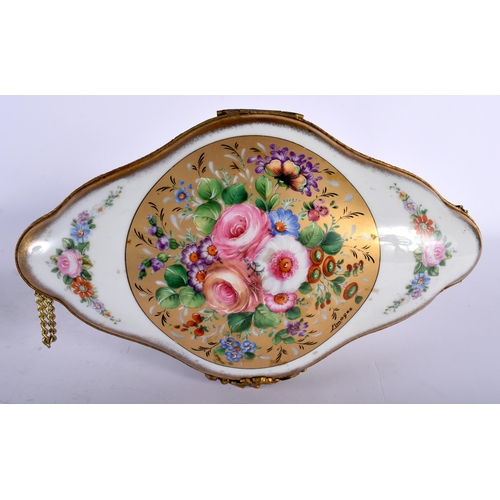 722 - A LARGE LIMOGES ENAMEL CASKET together with a herend porcelain box and cover. Largest 22 cm x 10 cm.... 