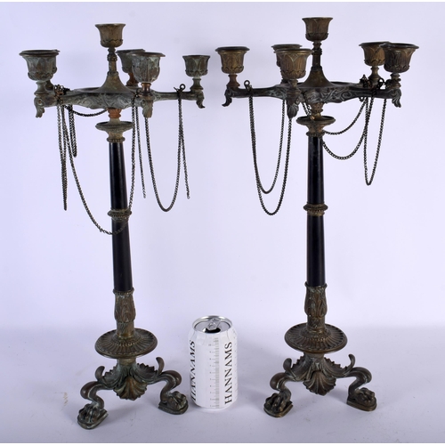 731 - A LARGE PAIR OF 19TH CENTURY FRENCH EMPIRE STYLE CANDELABRA. 51 cm x 24 cm.