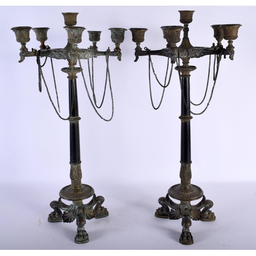 731 - A LARGE PAIR OF 19TH CENTURY FRENCH EMPIRE STYLE CANDELABRA. 51 cm x 24 cm.