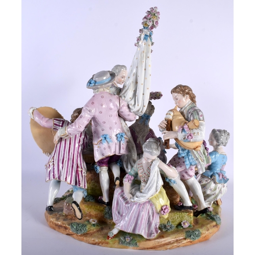 732 - A GOOD LARGE 19TH CENTURY GERMAN PORCELAIN FIGURAL GROUP in the manner of Meissen. 40 cm x 30 cm.