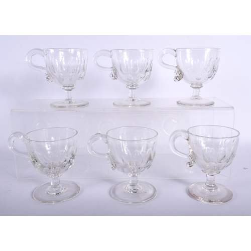 733 - A SET OF SIX VICTORIAN GLASS CUSTARD CUPS. 8.5 cm high. (6)