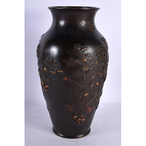 79 - A GOOD LARGE 19TH CENTURY JAPANESE MEIJI PERIOD ONLAID BRONZE VASE in the Manner of Suzuko Chokichi,... 