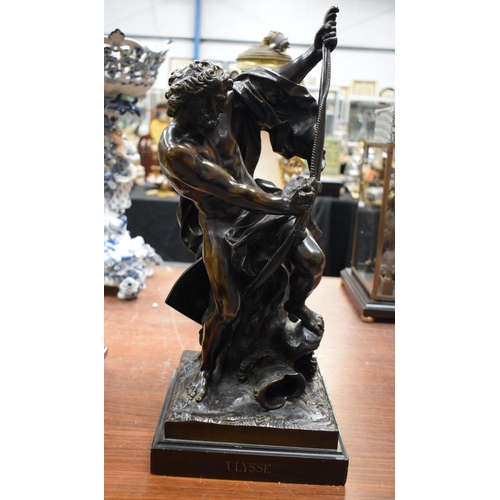 905 - A 19TH CENTURY CONTINENTAL BRONZE FIGURE OF ULYSSE. 54 cm x 18 cm.