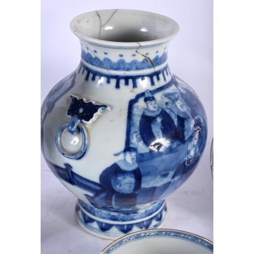 91 - A 19TH CENTURY CHINESE BLUE AND WHITE GLOBULAR VASE Qing, together with a blue & white vase, a Qianl... 