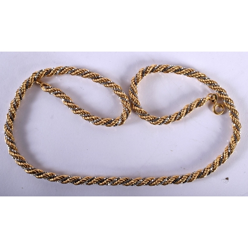 1233 - An 18ct Two Tone Gold Rope Necklace.  Stamped 18K, Length 50cm, weight 32.3g