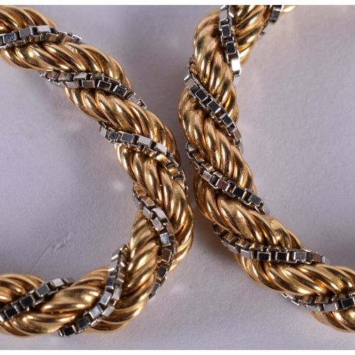 1233 - An 18ct Two Tone Gold Rope Necklace.  Stamped 18K, Length 50cm, weight 32.3g