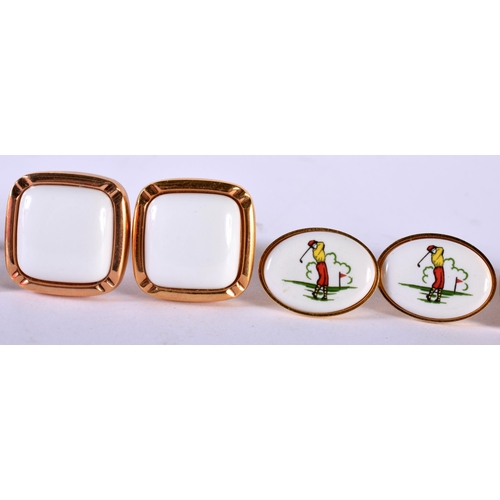 1238 - Two Pairs of 14ct Gold Cufflinks together with  other Pairs.  Stamped 14K, total weight of gold link... 