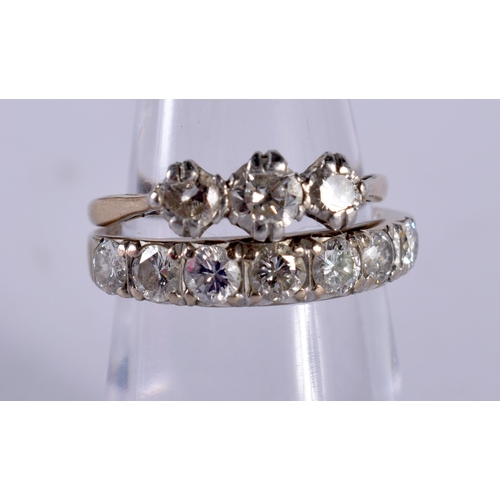 1244 - Two Gold and Diamond Rings, Stamped 18K and 750, Sizes L & M, total weight 4.9g (2)