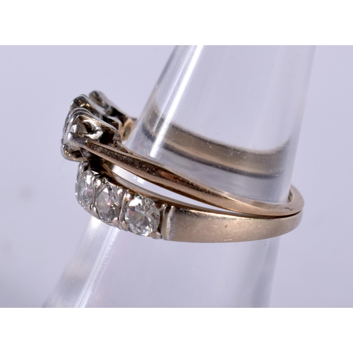 1244 - Two Gold and Diamond Rings, Stamped 18K and 750, Sizes L & M, total weight 4.9g (2)