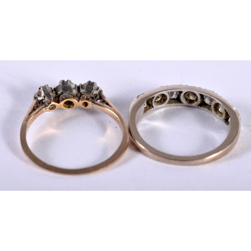 1244 - Two Gold and Diamond Rings, Stamped 18K and 750, Sizes L & M, total weight 4.9g (2)